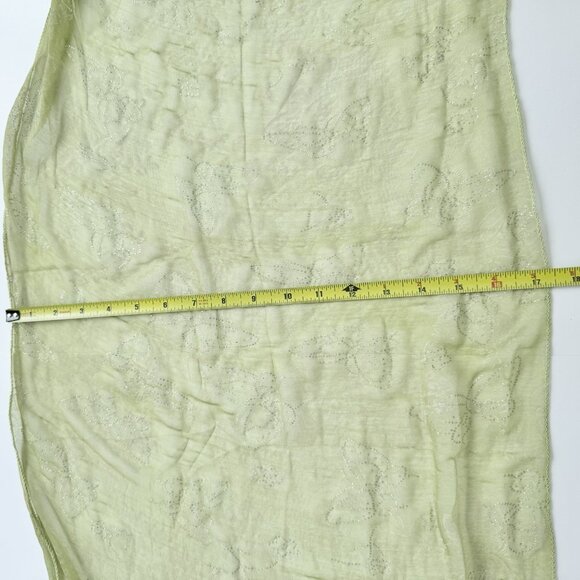 Light Green Sheer Scarf With Butterflies, Fringes And Glitter - Picture 6 of 6